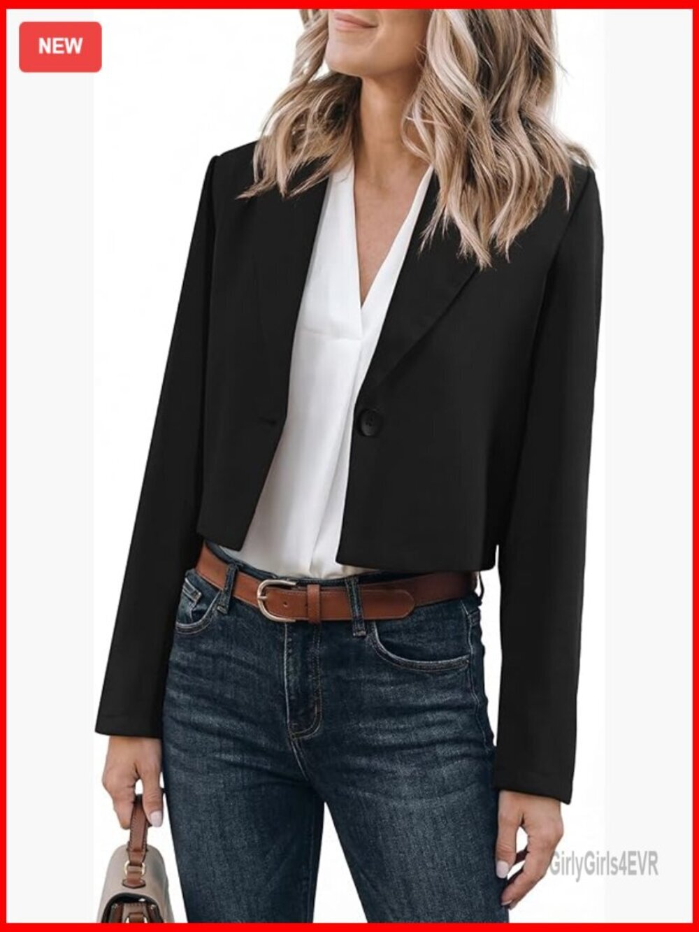 Cropped Blazer Lightweight Polyester Business Casual Jacket